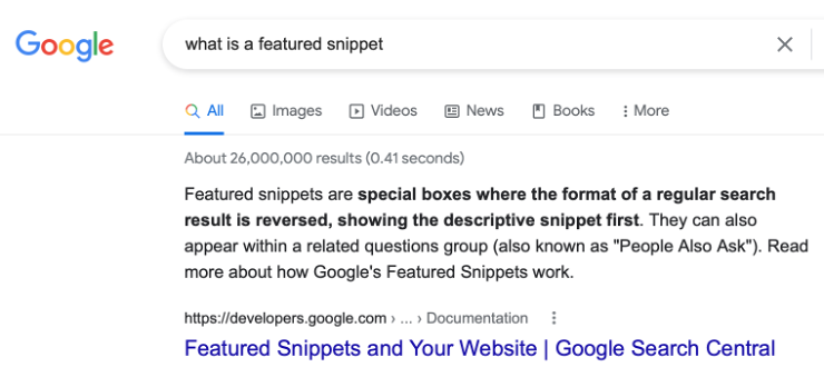 Google Search of What Is a Featured Snippet