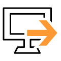 desktop screen with orange arrow