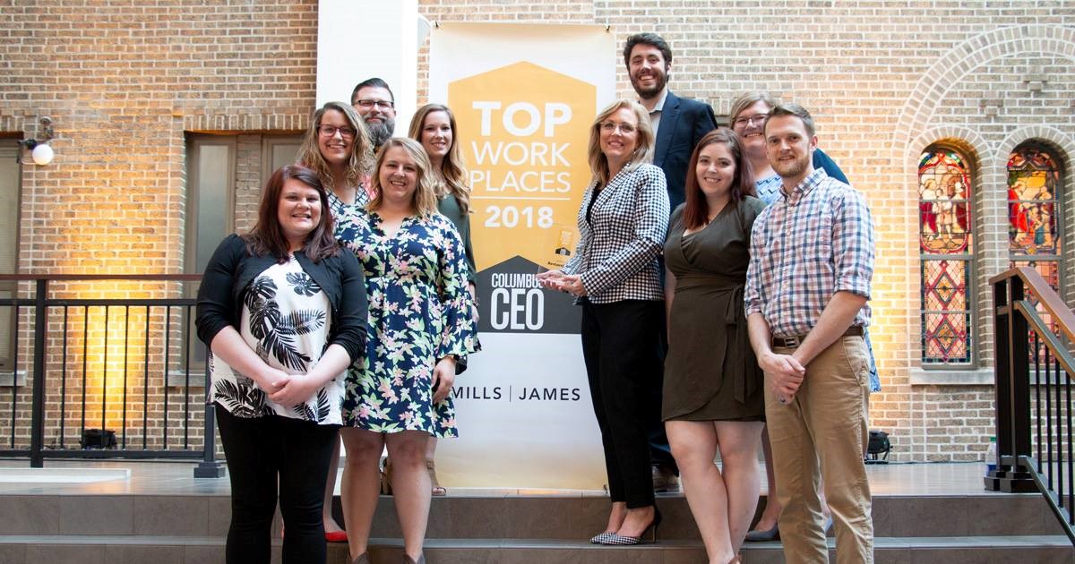 RevLocal employees at Columbus CEO Magazine Top Work Places 2018 award reception