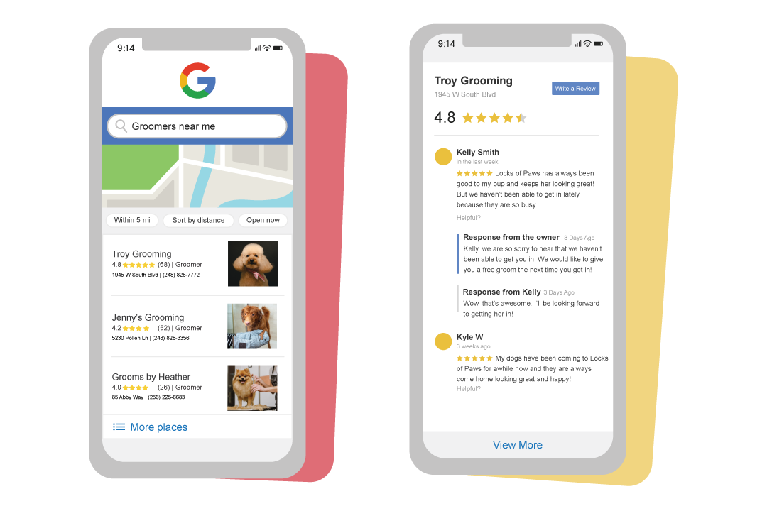 google search and reviews on mobile devices